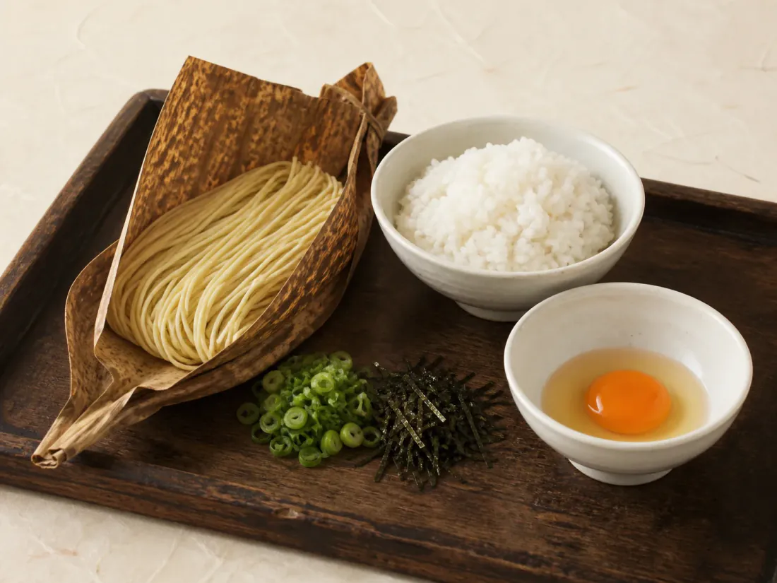 〆の博多生麺と雑炊の素材